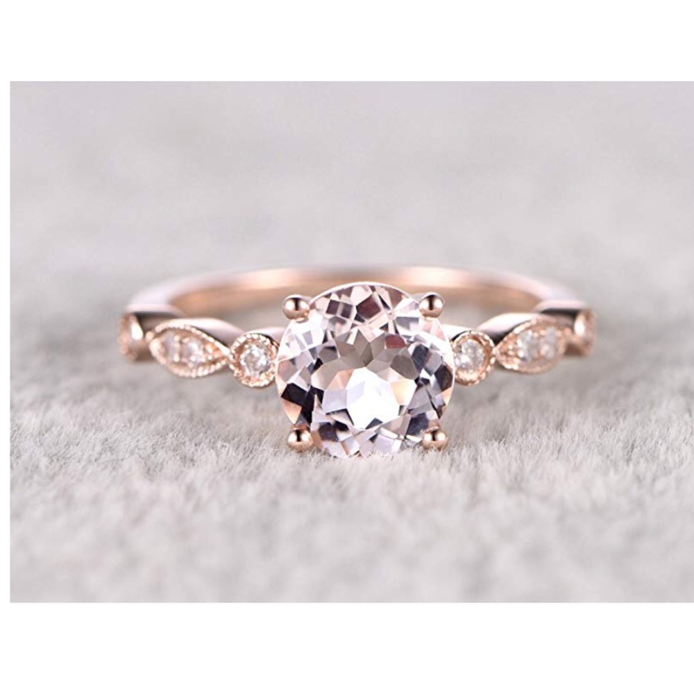 Morganite Rose Gold Art Decco Ring
